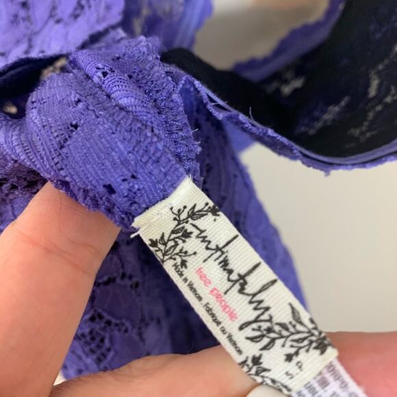 Intimately Free People Avery Lace Deep Periwinkle Bodysuit - Picture 2 of 7